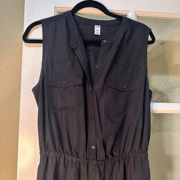 OLD NAVY Little Black Dress Simple Button Front Tank Dress - size Medium - Picture 3 of 6